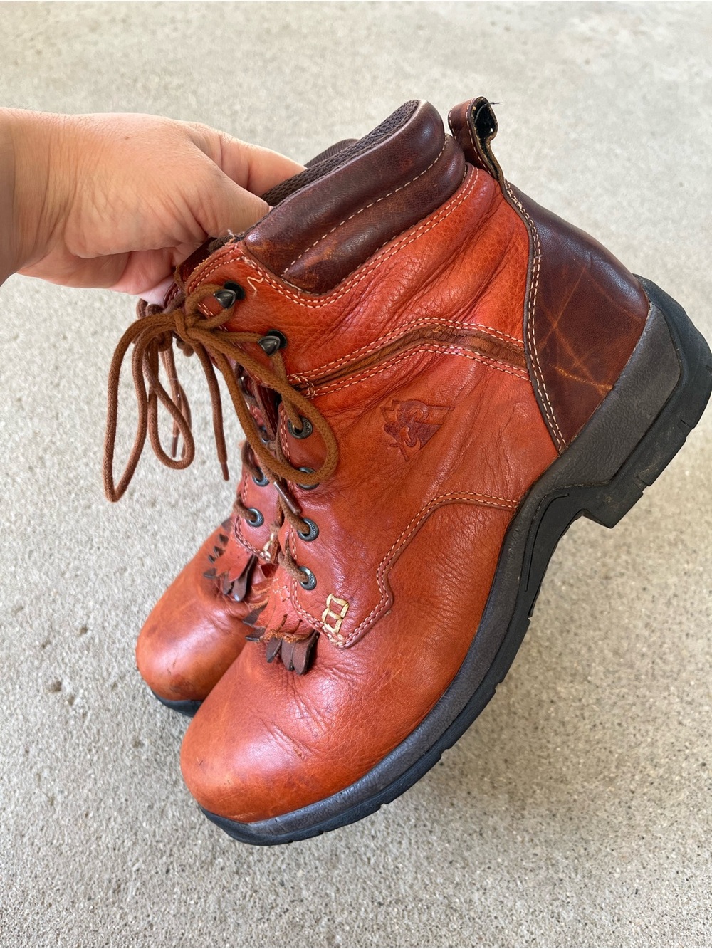 Rocky Orange-Brown Leather Boots with Kiltie Size 9MW